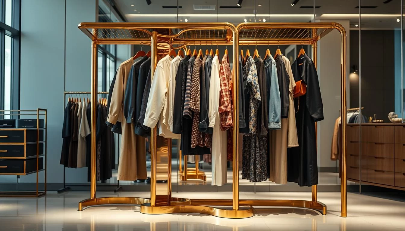 gold clothing racks