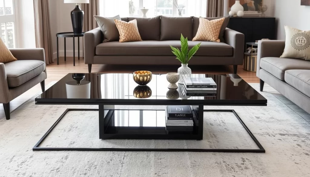 sleek black coffee table